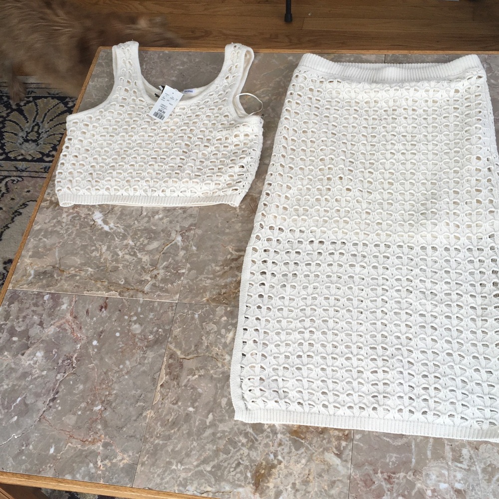 NWT Elegant Freshman 1996 Knit Skirt Set in Cream